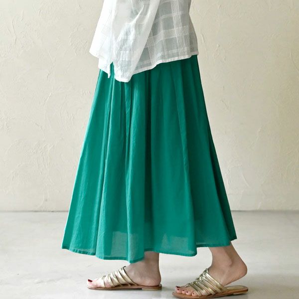 オーガニックコットン ヨークシシュウタックスカート