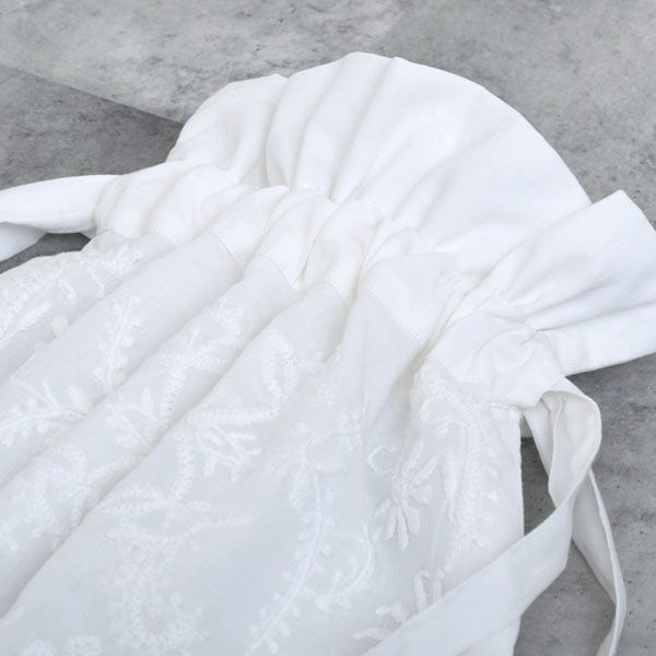 オーガニックコットン 手刺繍リボンサック