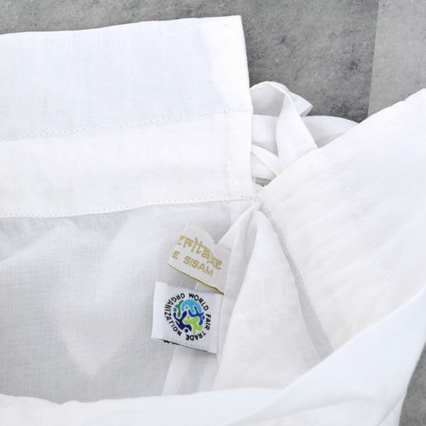 オーガニックコットン 手刺繍リボンサック