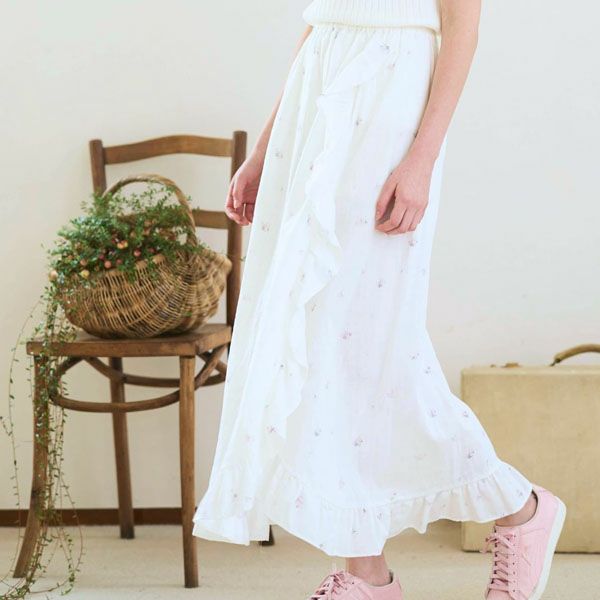 オーガニックコットン プチローズフリルスカート