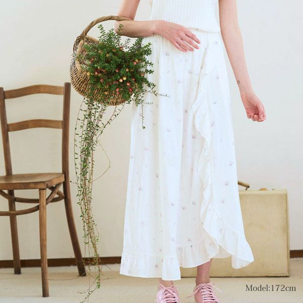 オーガニックコットン プチローズフリルスカート