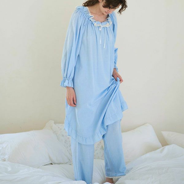 オーガニックコットン チェリーブロッサムドレス ブルーシャンブレー