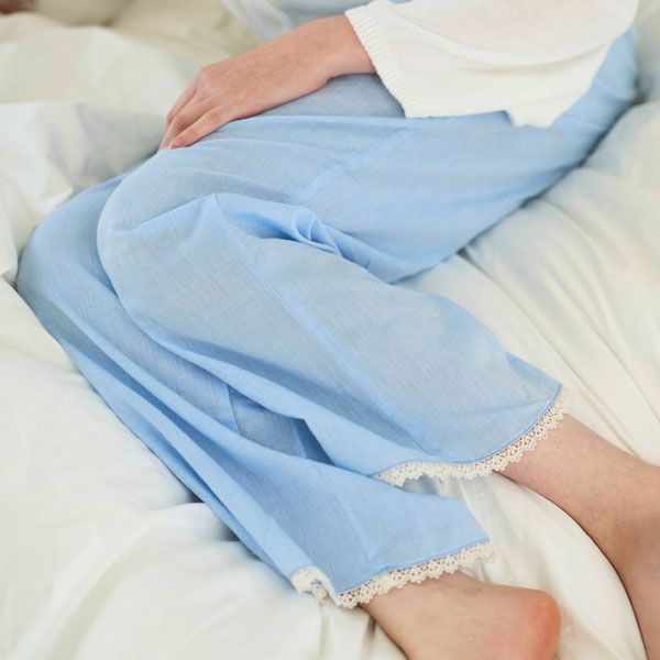 オーガニックコットン チェリーブロッサムパンツ ブルーシャンブレー