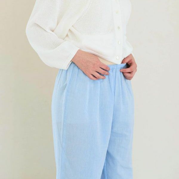 オーガニックコットン チェリーブロッサムパンツ ブルーシャンブレー