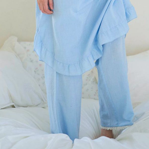 オーガニックコットン チェリーブロッサムパンツ ブルーシャンブレー