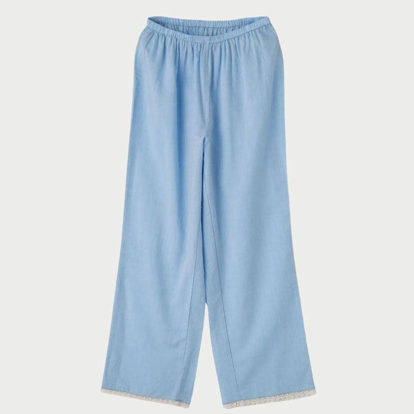 オーガニックコットン チェリーブロッサムパンツ ブルーシャンブレー