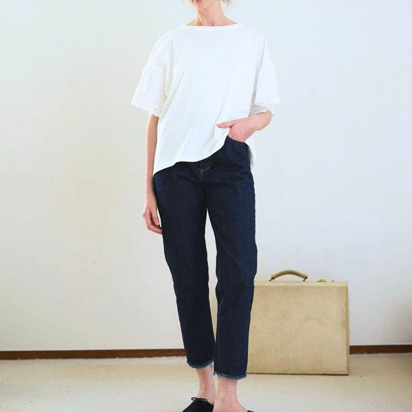 オーガニックコットン ライラックレースTシャツ