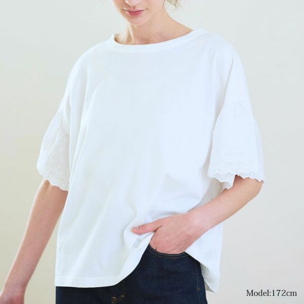 オーガニックコットン ライラックレースTシャツ