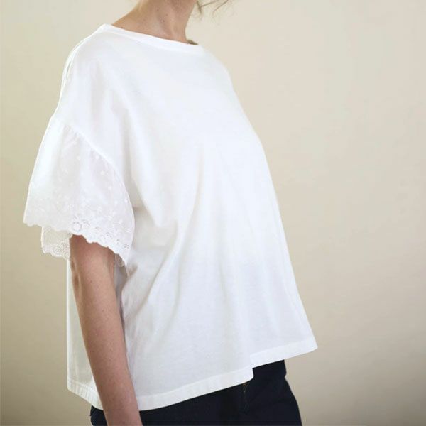 オーガニックコットン ライラックレースTシャツ