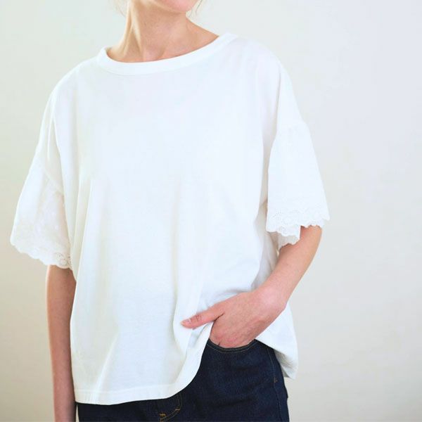 オーガニックコットン ライラックレースTシャツ