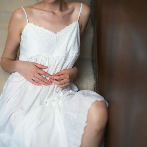 オーガニックコットン ライラックレースキャミドレス