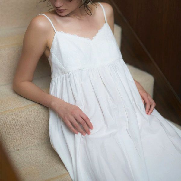 オーガニックコットン ライラックレースキャミドレス