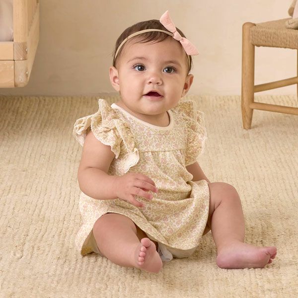 オーガニックコットン ベビー フリル袖ドレス&ブルマ