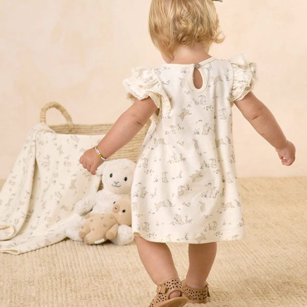 オーガニックコットン ベビー フリル袖ドレス&ブルマ
