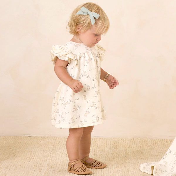 オーガニックコットン ベビー フリル袖ドレス&ブルマ