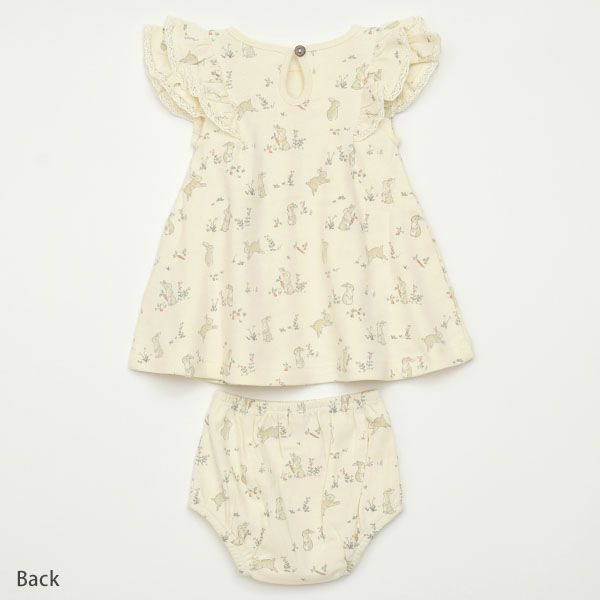 オーガニックコットン ベビー フリル袖ドレス&ブルマ