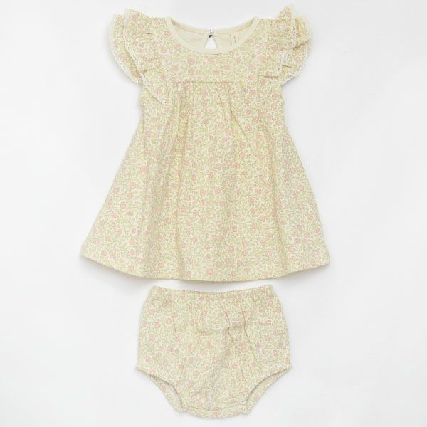 オーガニックコットン ベビー フリル袖ドレス&ブルマ