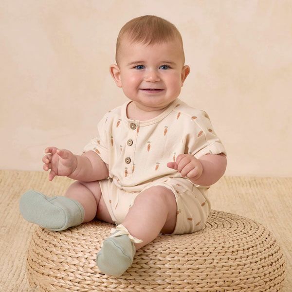 オーガニックコットン ベビーショートスリーブロンパース