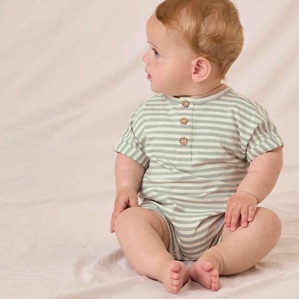 オーガニックコットン ベビーショートスリーブロンパース