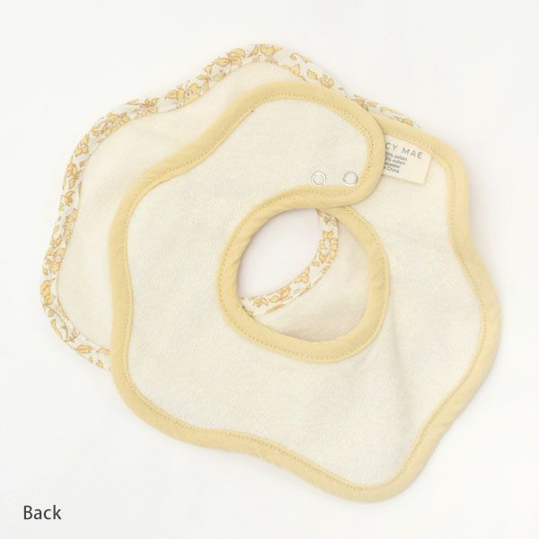 オーガニックコットン ベビー ガーゼ＆パイルフラワービブ 2枚組