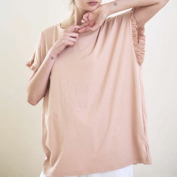 オーガニックコットン ローズマリージャージーフリルトップス