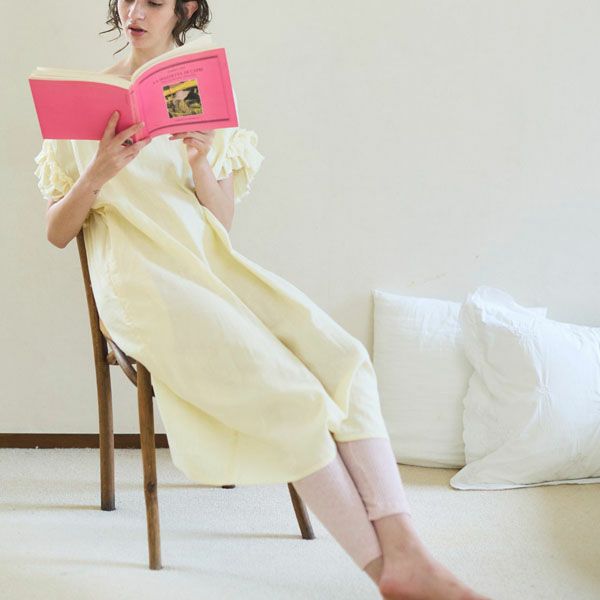 オーガニックコットン カラーガーゼローズマリーロングドレス