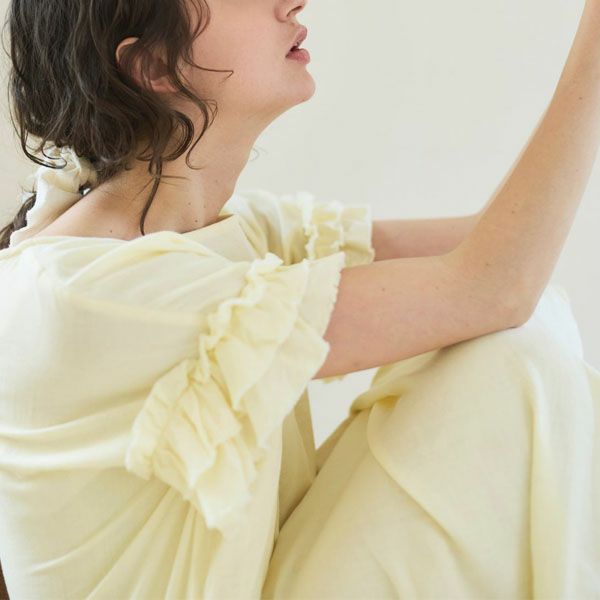 オーガニックコットン カラーガーゼローズマリーロングドレス