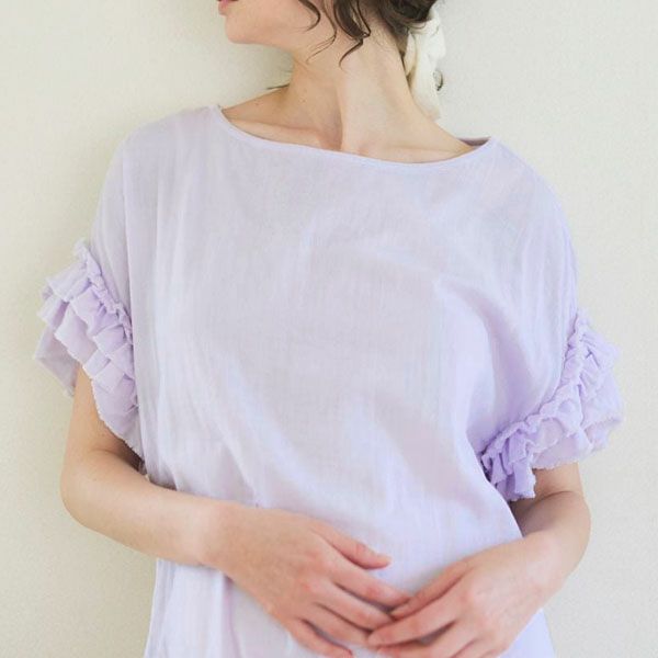 オーガニックコットン カラーガーゼローズマリーロングドレス