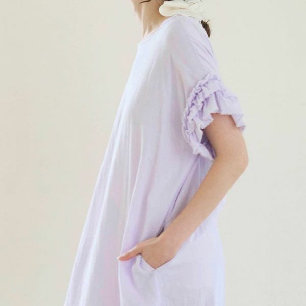 オーガニックコットン カラーガーゼローズマリーロングドレス