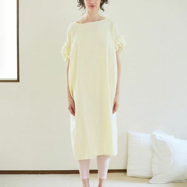 オーガニックコットン カラーガーゼローズマリーロングドレス