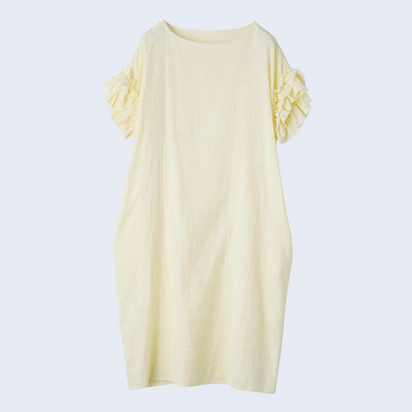 オーガニックコットン カラーガーゼローズマリーロングドレス