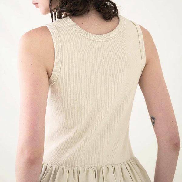 オーガニックコットン スパンリブアメスリコンビワンピース