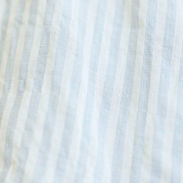 オーガニックコットン ユーカリストライプ タッセルブラウス