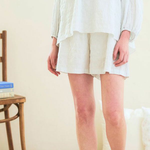 オーガニックコットン ユーカリストライプ ショートパンツ