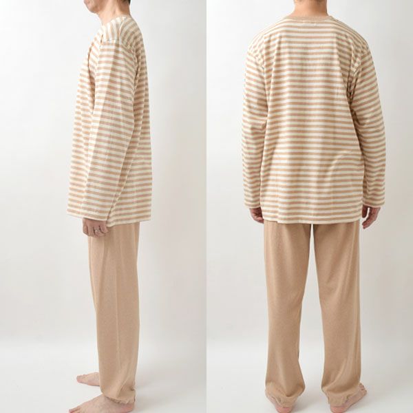 オーガニックコットン メンズボーダーパジャマ
