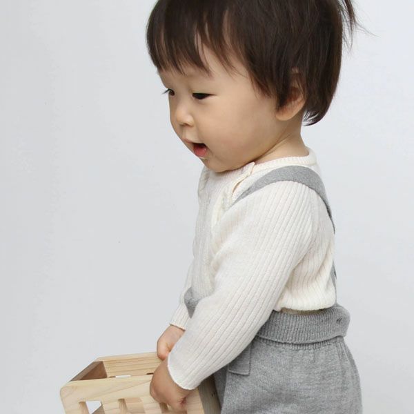 オーガニックコットン&シルク ベビーラグランリブニット