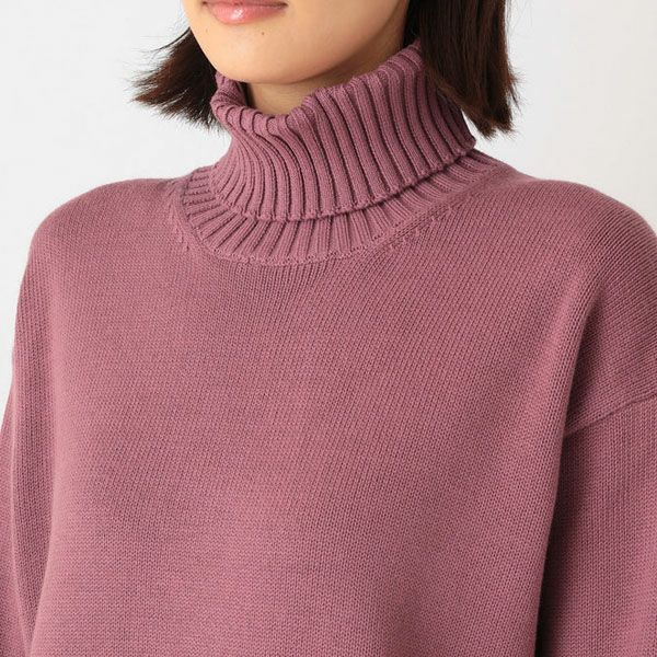 オーガニックコットン ニットワイドリブタートルネック