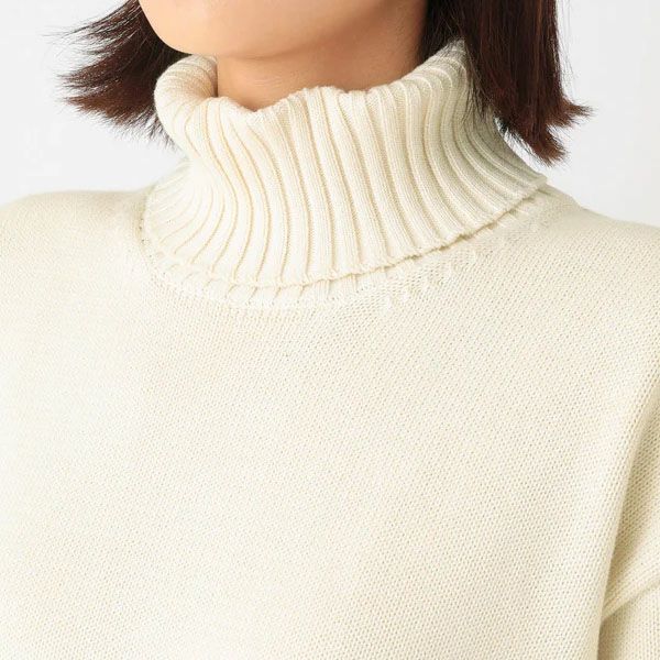 オーガニックコットン ニットワイドリブタートルネック