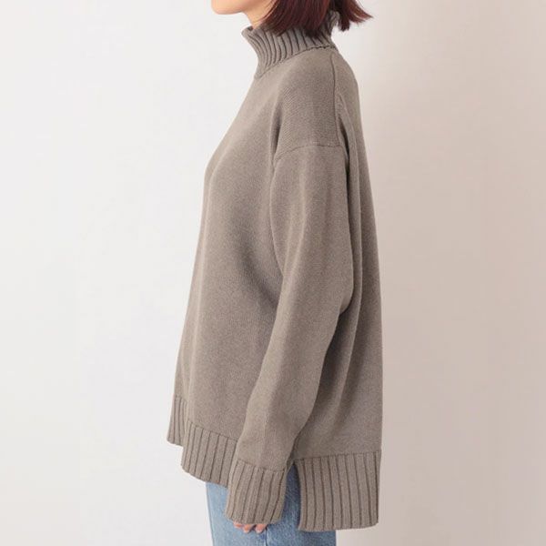 オーガニックコットン ニットワイドリブタートルネック