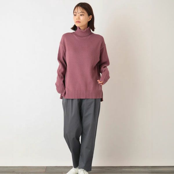 オーガニックコットン ニットワイドリブタートルネック