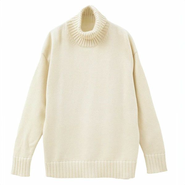 オーガニックコットン ニットワイドリブタートルネック