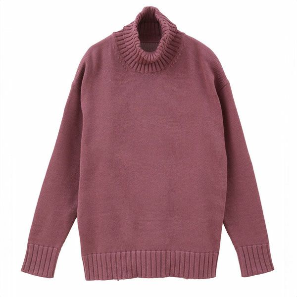 オーガニックコットン ニットワイドリブタートルネック