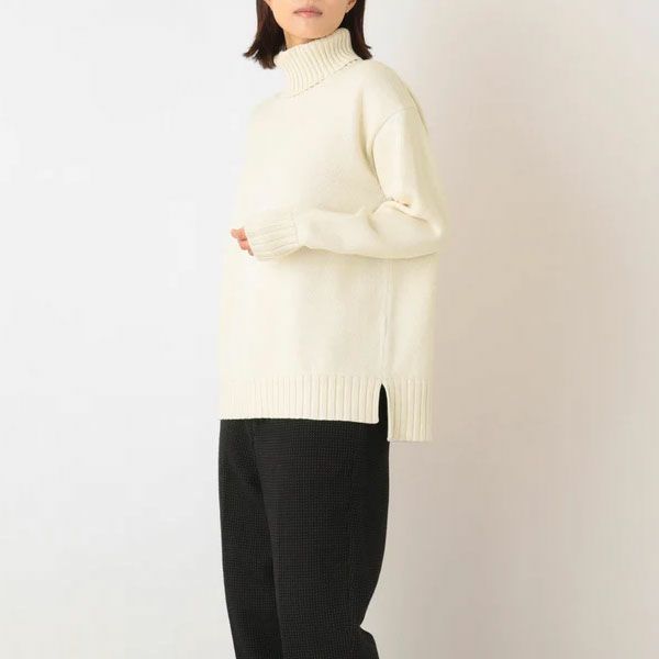 オーガニックコットン ニットワイドリブタートルネック