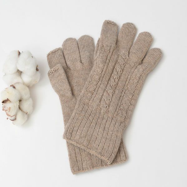 オーガニックコットン＆ヤク縄編み手袋