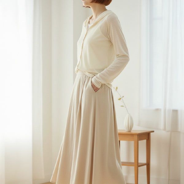 オーガニックコットンシアーフードカーディガン