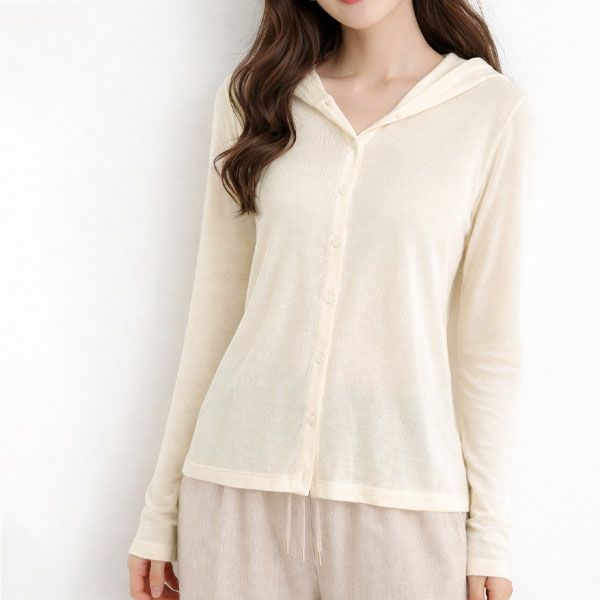 オーガニックコットンシアーフードカーディガン