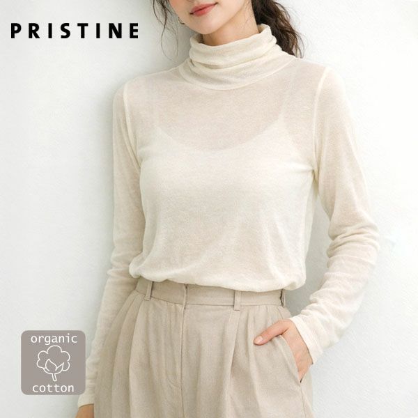オーガニックコットンシアーハイネックプルオーバー