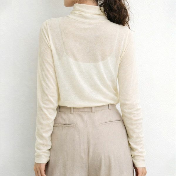 オーガニックコットンシアーハイネックプルオーバー