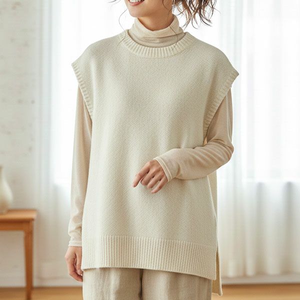 オーガニックコットンシアーハイネックプルオーバー