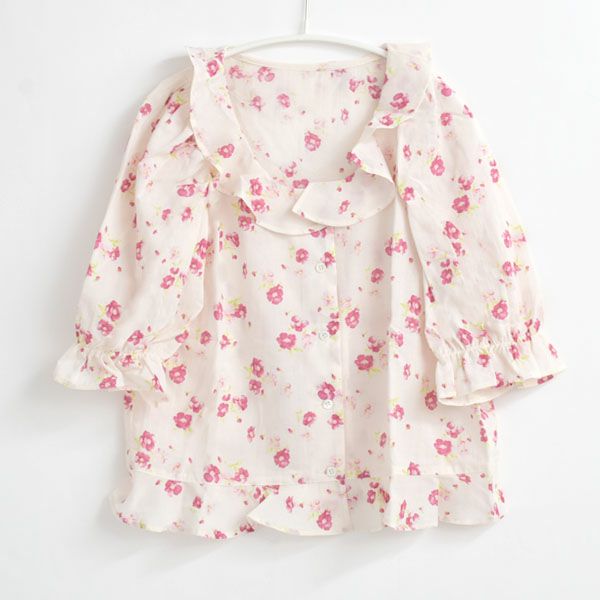 オーガニックコットン フレンチローズブラウス
